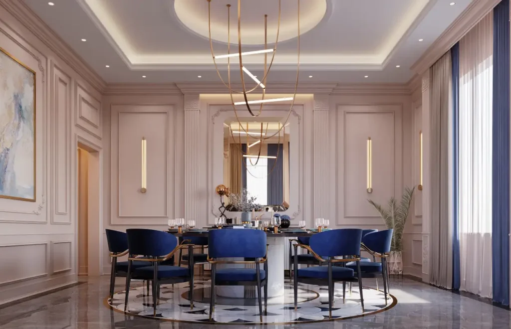 توزيع الإضاءة في غرفة الطعام