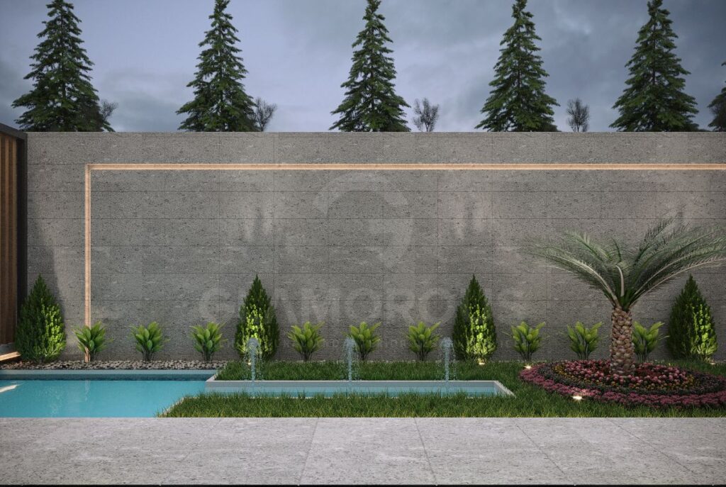 سور خارجي حجر لحديقة المنزل