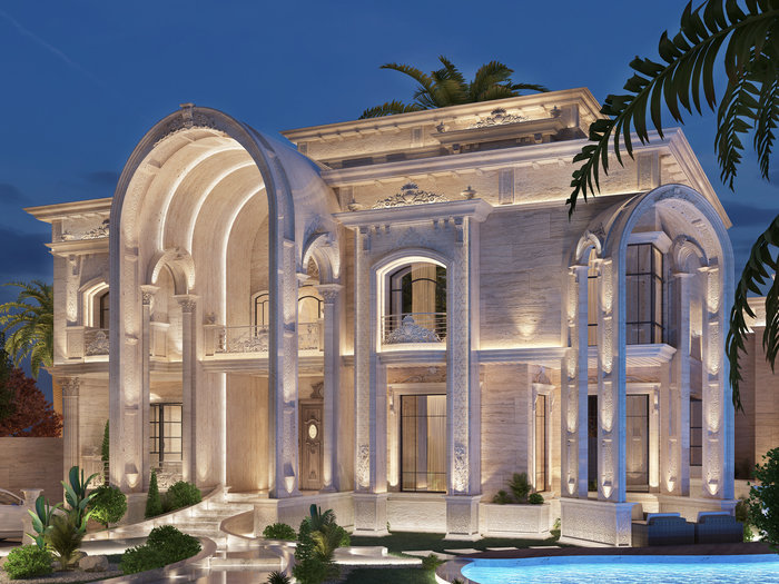 تصميم واجهة فيلا كلاسيك