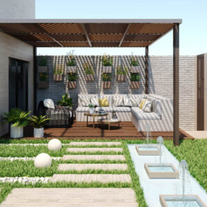 تصميم حديقة فيلا صغيرة في الرياض