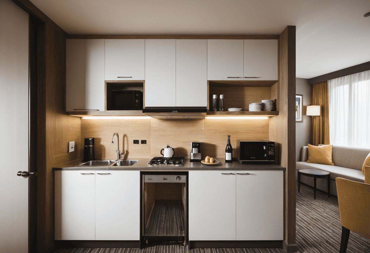 hotel room kitchenette design