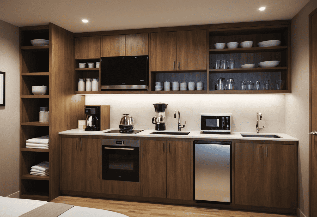 hotel room kitchenette design