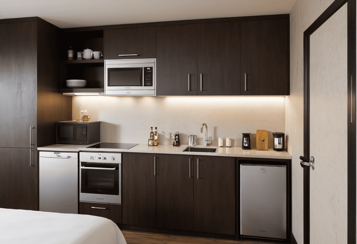 hotel room kitchenette design